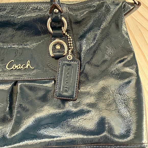 Coach Madison Sabrina Midnight Blue Patent Leather Satchel Bag - Picture 10 of 12